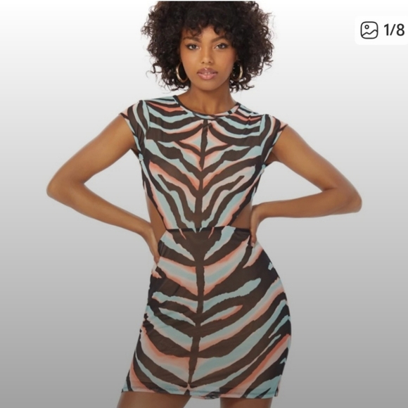 AFRM Black and Pink Zebra Open Back Mini Dress - Picture 1 of 4